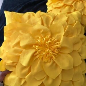Yellow Floral Decorative Pillow
